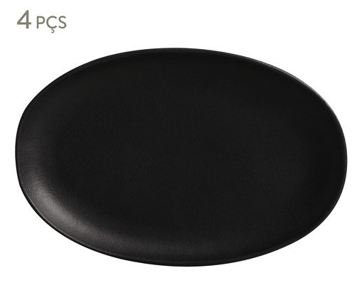 Jogo de Travessas Oval Orgânico Preto Matte Preto, Preto | WestwingNow
