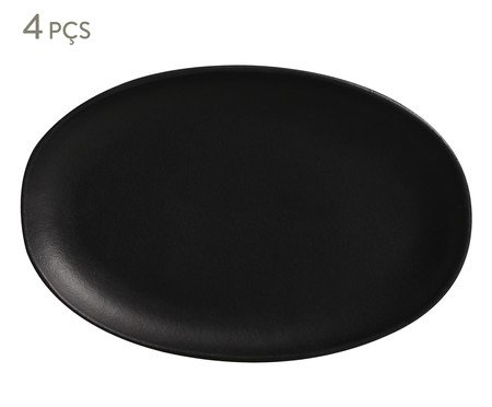 Jogo de Travessas Oval Orgânico Preto Matte Preto | Westwing