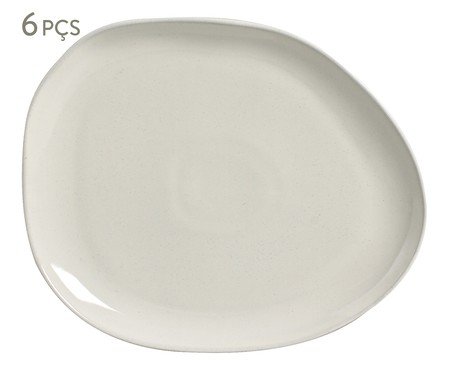 Jogo de Pratos Raso Oval Orgânico Glam Branco | Westwing