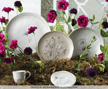 Jogo de Pratos para Sobremesa Orgânico Amana Floral | Westwing