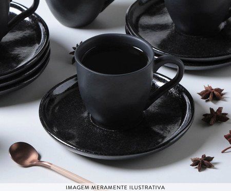 Jogo de Xícaras para Chá Bio Eclipse Preto | Westwing