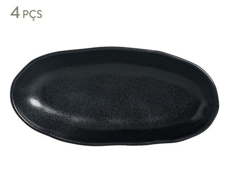 Jogo de Travessas Oval Funda Orgânico Eclipse Preto | Westwing