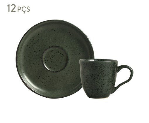 Jogo de Xícaras para Café Bio Greenery Verde, Preto | WestwingNow