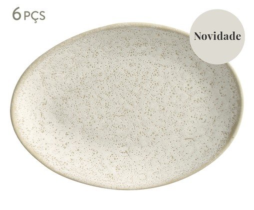 Jogo de Pratos para Sobremesa Oval Orgânico Vanilla Cru, Bege | WestwingNow