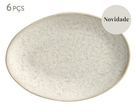 Jogo de Pratos para Sobremesa Oval Orgânico Vanilla Cru | Westwing
