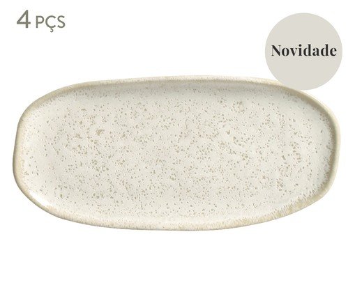 Jogo de Travessas Oval Rasa Pequena Orgânico Vanilla Cru, Bege | WestwingNow