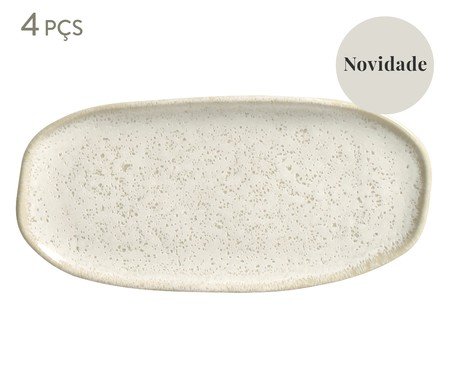 Jogo de Travessas Oval Rasa Pequena Orgânico Vanilla Cru | Westwing
