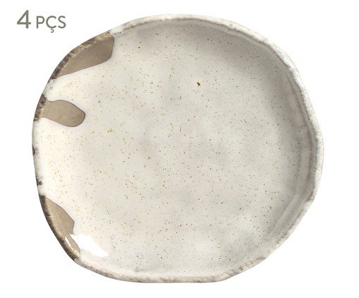 Jogo de Pratos para Sobremesa Eco Stone Pampa Branco, Bege | WestwingNow