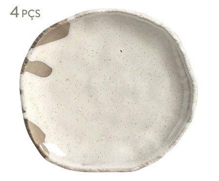 Jogo de Pratos para Sobremesa Eco Stone Pampa Branco | Westwing