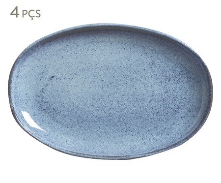 Jogo de Travessas Oval Orgânico Breeze Azul Claro | Westwing