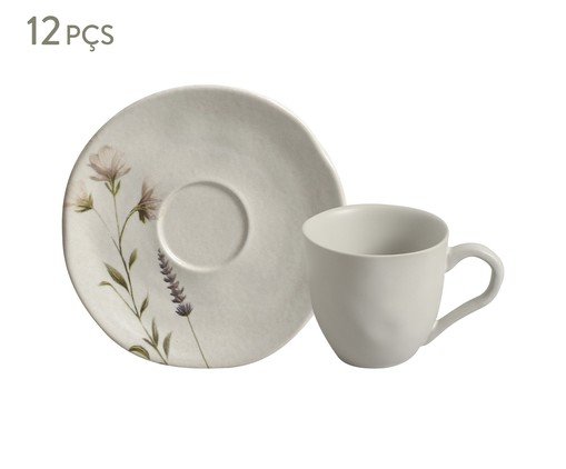 Jogo de Xícaras para Café Orgânico Lavanda Floral, Cinza | WestwingNow