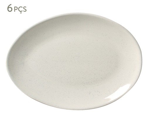 Jogo de Pratos para Sobremesa Oval Orgânico Glam Branco, Branco | WestwingNow