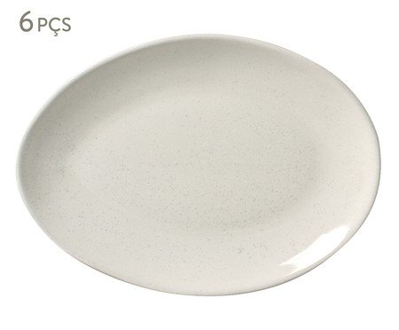 Jogo de Pratos para Sobremesa Oval Orgânico Glam Branco | Westwing