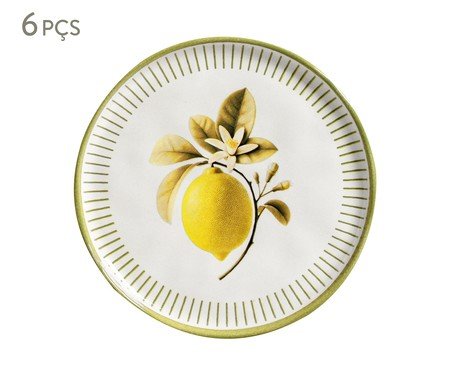 Jogo de Pratos para Sobremesa Bio Lemon Frutas