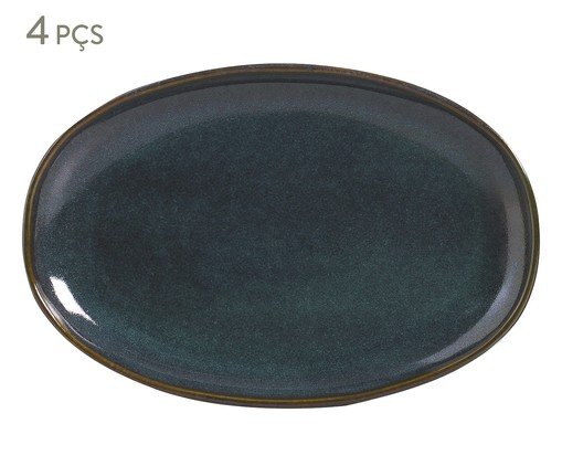 Jogo de Travessas Oval Orgânico Oceano Azul, Preto | WestwingNow