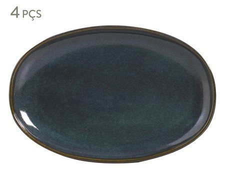 Jogo de Travessas Oval Orgânico Oceano Azul | Westwing