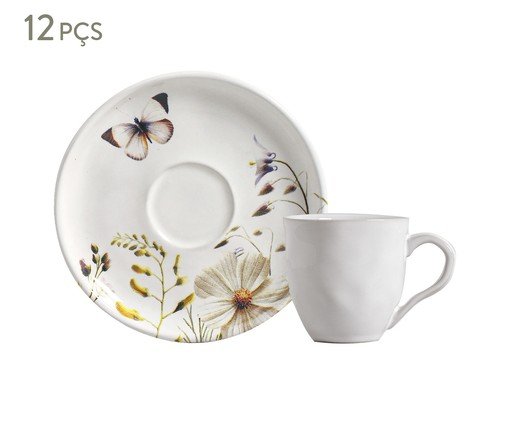 Jogo de Xícaras para Café Bio Encanto Floral, Branco | WestwingNow