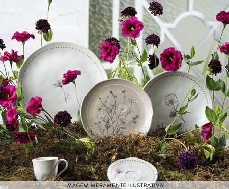 Jogo de Pratos Fundo Orgânico Amana Floral | Westwing
