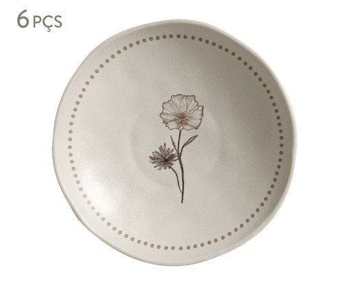 Jogo de Pratos Fundo Orgânico Amana Floral, Bege | WestwingNow