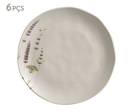 Jogo de Pratos Raso Orgânico Lavanda Floral | Westwing