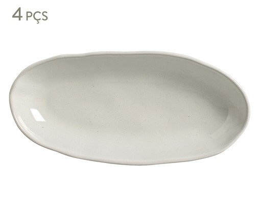 Jogo de Travessas Oval Funda Orgânico Glam Branco, Cinza | WestwingNow