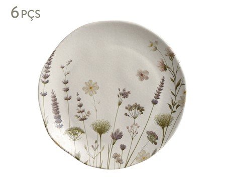 Jogo de Pratos para Sobremesa Orgânico Lavanda Floral | Westwing
