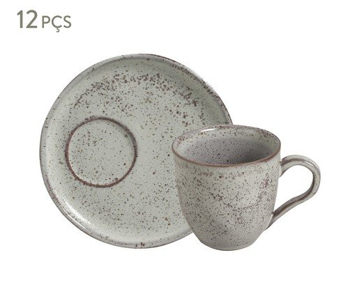 Jogo de Xícaras para Chá Bio Pistache Descentralidado Verde Menta, Cinza | WestwingNow