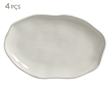 Jogo de Travessas Oval Rasa Média Bio Glam Branco