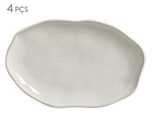Jogo de Travessas Oval Rasa Média Bio Glam Branco, Cinza | WestwingNow