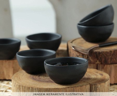 Jogo de Ramequins Pequeno Orgânico Preto Matte Preto | Westwing