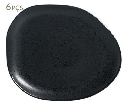 Jogo de Pratos Raso Oval Orgânico Eclipse Preto, Preto | WestwingNow