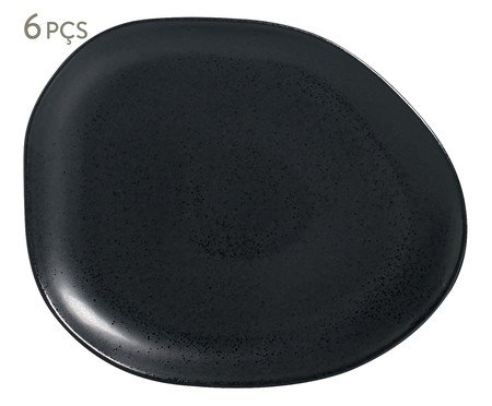 Jogo de Pratos Raso Oval Orgânico Eclipse Preto | Westwing