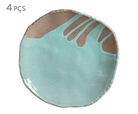 Jogo de Pratos Raso Orgânico Eco Stone Atlântica Azul | Westwing