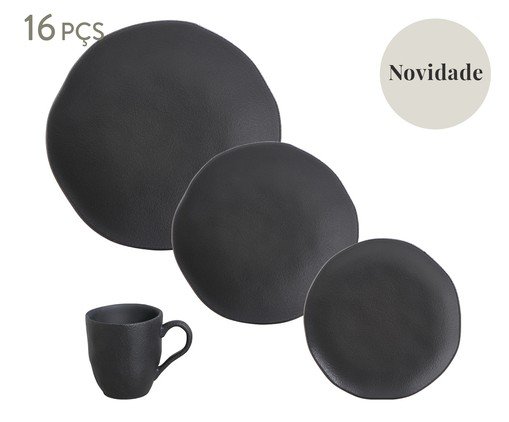 Aparelho de Jantar Orgânico Preto Matte Preto, Preto | WestwingNow