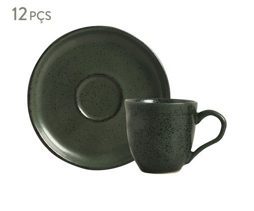 Jogo de Xícaras para Chá Bio Greenery Verde, Preto | WestwingNow