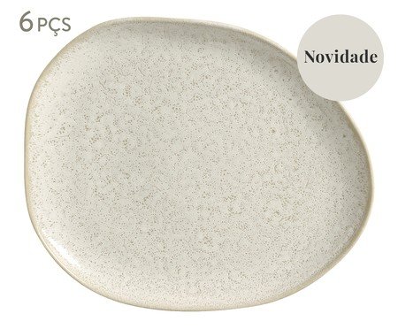 Jogo de Pratos Raso Oval Orgânico Vanilla Cru | Westwing