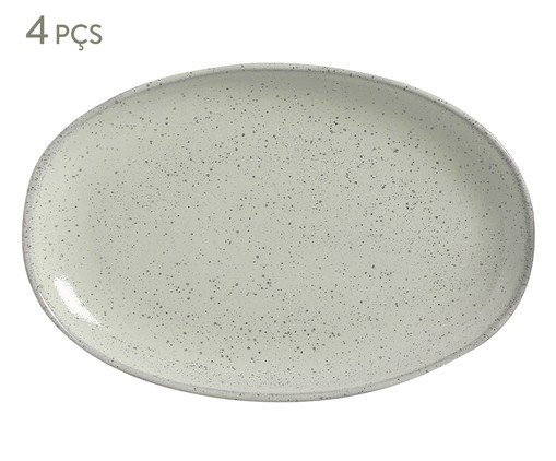 Jogo de Travessas Oval Orgânico Pistache Verde Menta, Cinza | WestwingNow