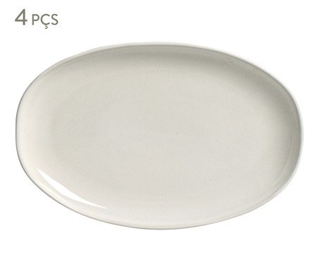 Jogo de Travessas Oval Orgânico Glam Branco | Westwing