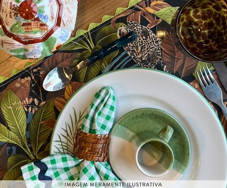 Jogo de Lugar Americano Selva Com Onça Verde Musgo e Branco | Westwing