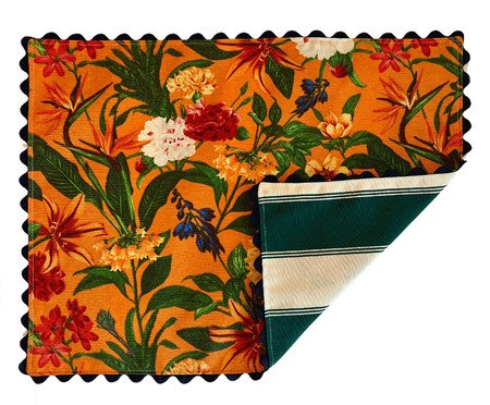 Lugar Americano Retangular Floral Laranja Verde e Branco | Westwing