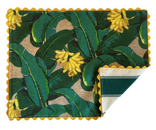 Lugar Americano Retangular de Bananas Verde e Branco, green | WestwingNow