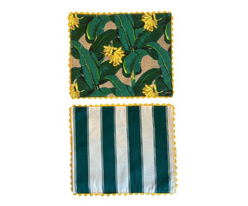 Lugar Americano Retangular de Bananas Verde e Branco, green | WestwingNow