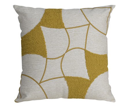 Almofada Concept 496 Bordada Mostarda e Linho