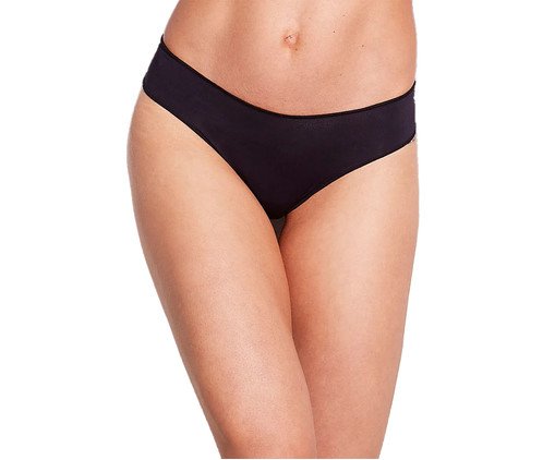 Calcinha Fio Dental Laterais Largas em Microfibra Preto, black | WestwingNow