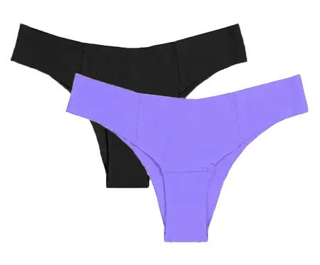 Kit Com 2 Calcinhas Biquíni Invisível Azul e Preto | Westwing