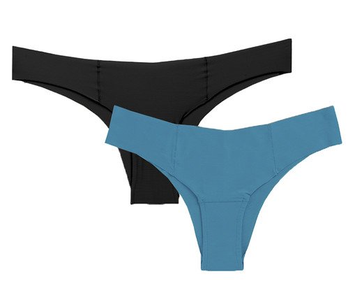 Kit Com 2 Calcinhas Biquíni Invisível Azul e Preto, undefinable | WestwingNow