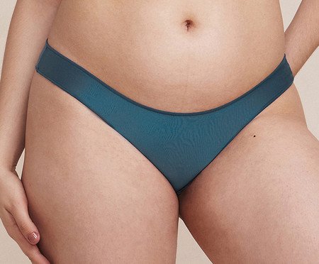 Calcinha Biquíni Invisível Em Microfibra Acetinada - Verde Opera | Westwing