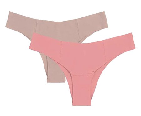 Kit Com 2 Calcinhas Biquíni Invisível Rosa Claro e Bege | Westwing