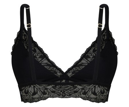 Sutiã Top Triângulo Bojo Rovível Microfibra Acetinada Renda - Preto | Westwing