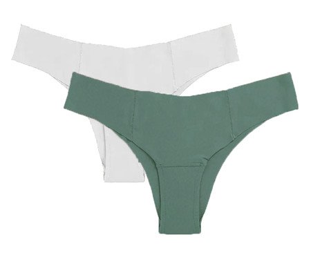 Kit Com 2 Calcinhas Biquíni Invisível Azul e Branco | Westwing